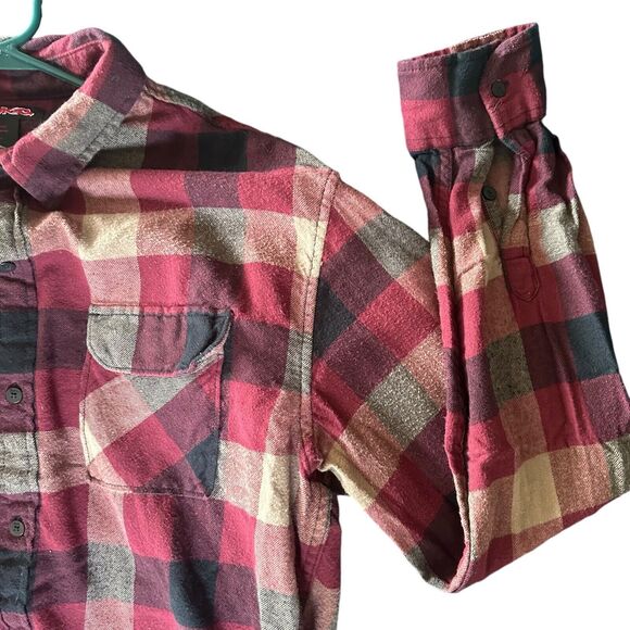 Checkered Plaid Cotton Button Down Tavern Grunge Flannel Mens XL Lumberjack - Picture 10 of 16